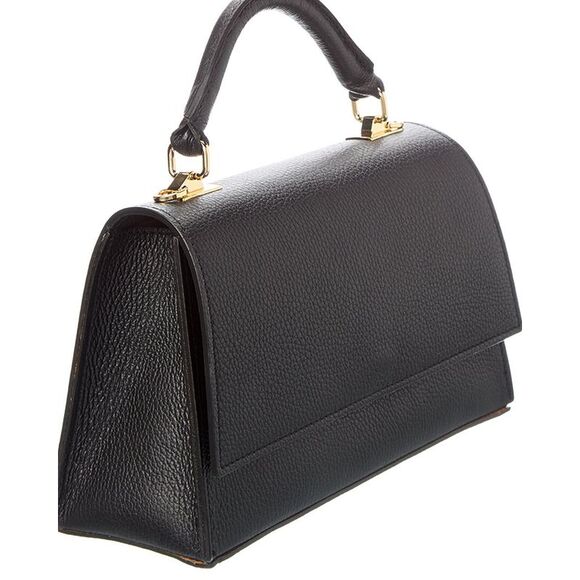 Italian Leather Top Handle Bag, Black - Picture 3 of 4